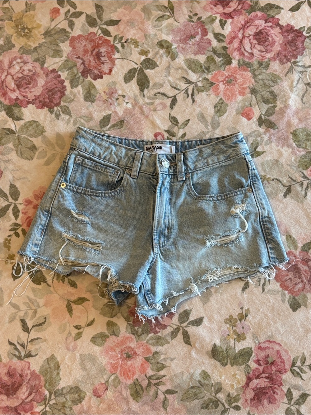 Garage Light Blue Distressed Denim Jean Shorts 00/23